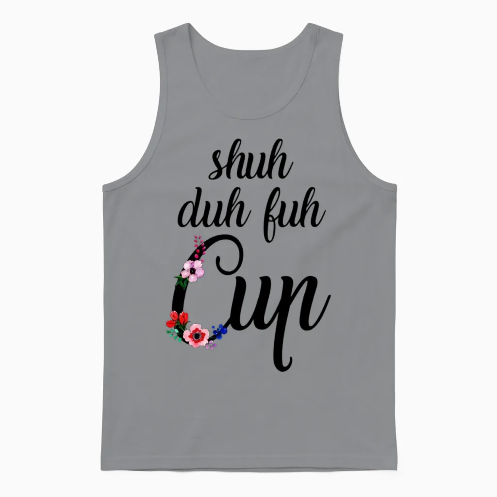 Shuh Duh Fuh Cup Flowers Floral & Botanical Gift Unisex Tank Top in Sport Grey