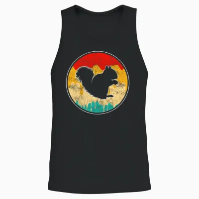 Squirrel Retro Unisex Tank Top - Black