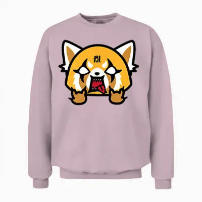 Aggretsuko Rage Front and Back Logo Unisex Sweatshirt - Light Pink
