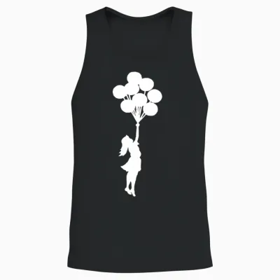 Banksy Girl with Balloons. Unisex Tank Top - Black