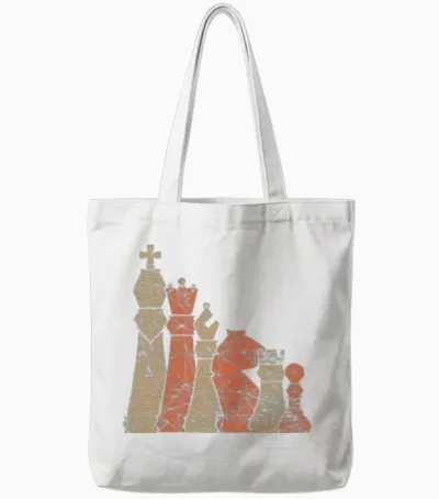 Retro Chessmen Chess Tote Bags - White