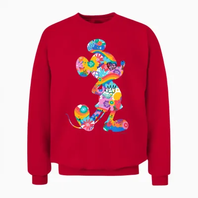 Disney Mickey Mouse Pride Pose Rainbow Icon Fill Doodles Unisex Sweatshirt - Red