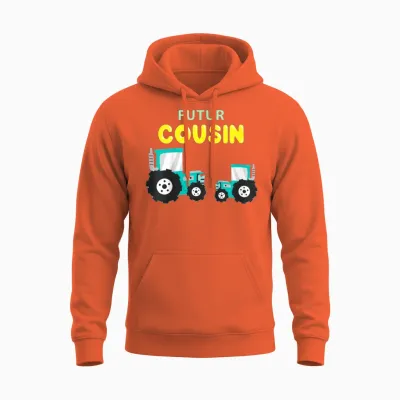 Child Future Cousin Announcement Pregnancy Je Vais Etre Cousin Unisex Hoodie - Orange