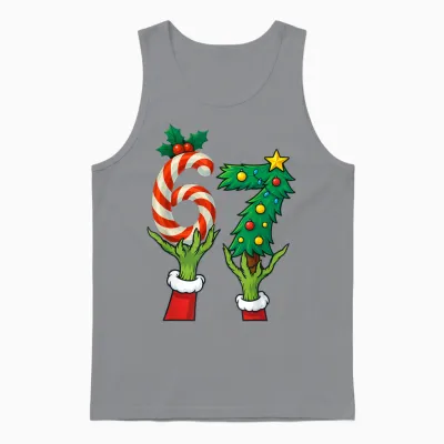 67 Christmas 6 7 Meme Hands Holiday Gen Alpha For Unisex Tank Top - Sport Grey