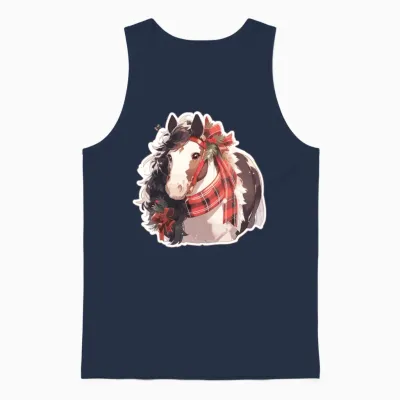 Horse Horses Christmas Riding Riding Sports Unisex Tank Top - Navy