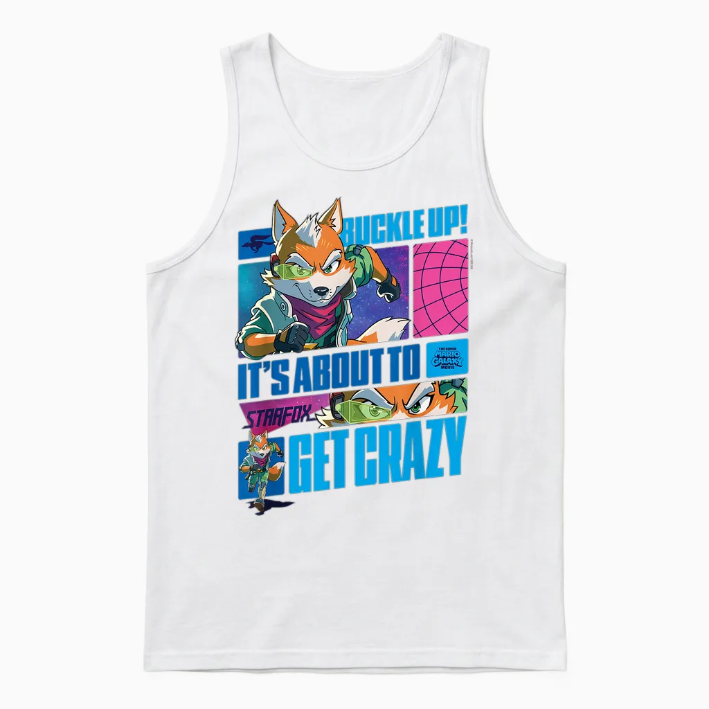 The Super Mario Galaxy Movie Starfox Buckle Up Action Unisex Tank Top in White