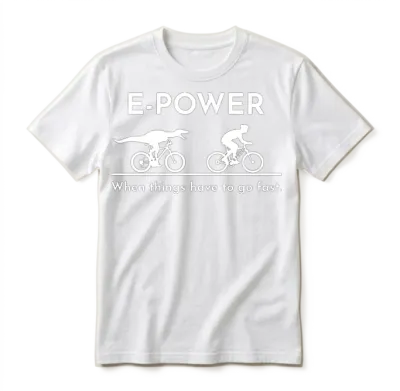 Velociraptor Chasing E-Biker Unisex T-Shirt - White