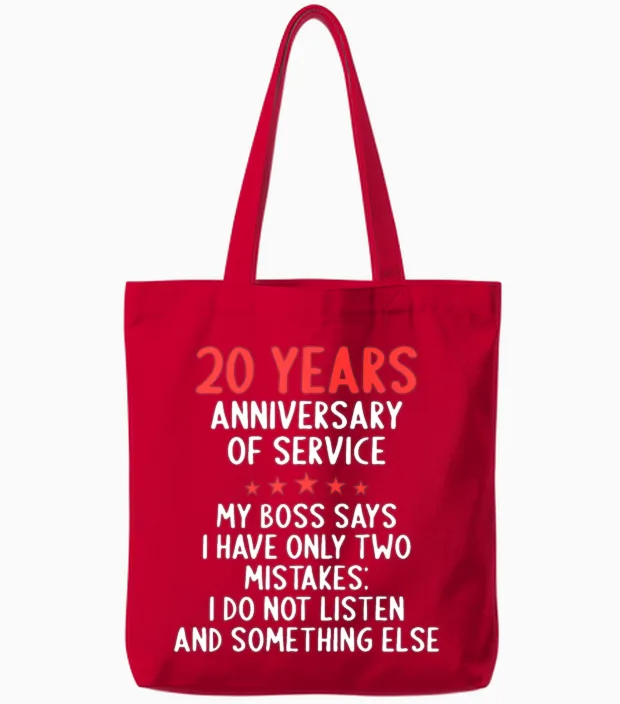 20 Year in Service 20 Year Anniversary Od Service Tote Bags in Red
