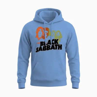 Kids Black Sabbath Band Sketch Kids Black Unisex Hoodie - Carolina Blue