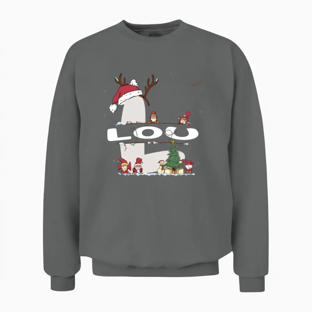 Lou Christmas - Lou Name Funny Xmas Unisex Sweatshirt in Graphite Heather