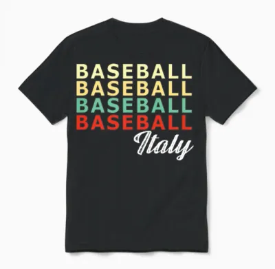Italy Baseball Retro Color Unisex T-Shirt - Black