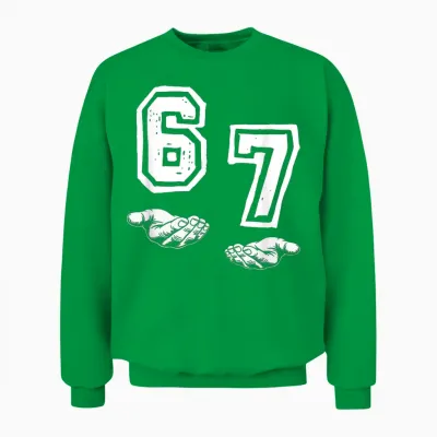 Six Seven 67 Meme Funny Gen Alpha Brain Red Unisex Sweatshirt - Irish Green