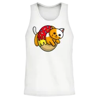 Funny Cat in a Donut — Lovers Unisex Tank Top - White – 2