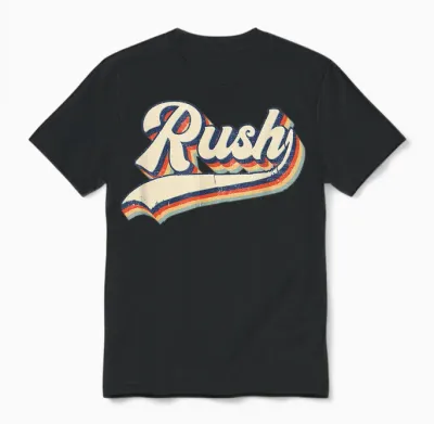 Rush Surname Vintage Retro Gift Men Women Boy Girl Unisex T-Shirt - Black