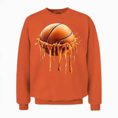 Basketball Drip Graphic Unisex Sweatshirt - Orange
