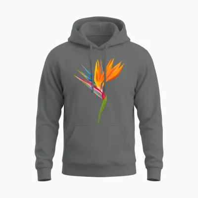 Exotic Flower Strelitzia - Orange Tropical Plant Unisex Hoodie - Graphite Heather