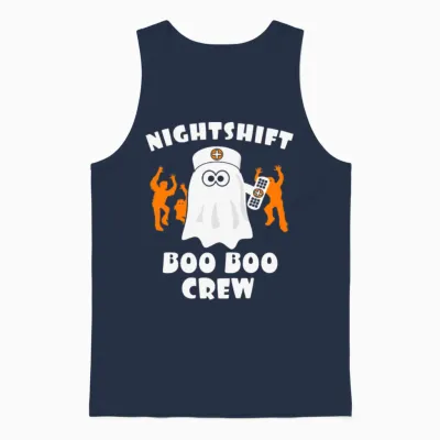 Nicht Shifts Boo Boo Crew Unisex Tank Top - Navy