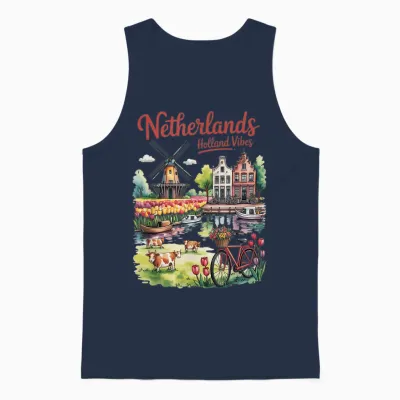 Niederländische Windmühle Tulpenfelder Holland Vibes Unisex Tank Top - Navy