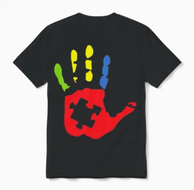 Puzzle Hand Cool Color Unisex T-Shirt - Black