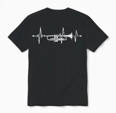 Trumpet Heartbeat Orchestra Musician Trumpeter T-Shirt, Black Unisex T-Shirt - Black