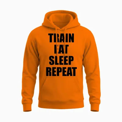 Train Eat Sleep Repeat Unisex Hoodie - Safety Orange
