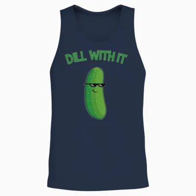 Dill with It Cucumber Funny Unisex Tank Top - Navy