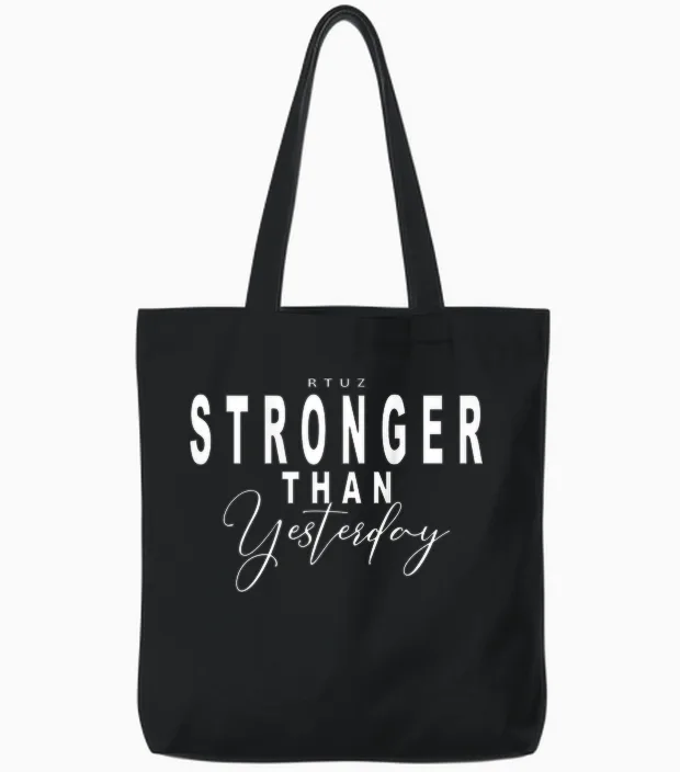 Fitness Backprint Slogan Jogging Training Motivation Sports T-Shirt, Black Tote Bags in Black