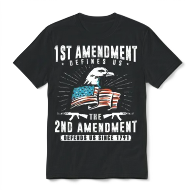 1st Amendment Defines Us, 2nd Defends Us Unisex T-Shirt - Black