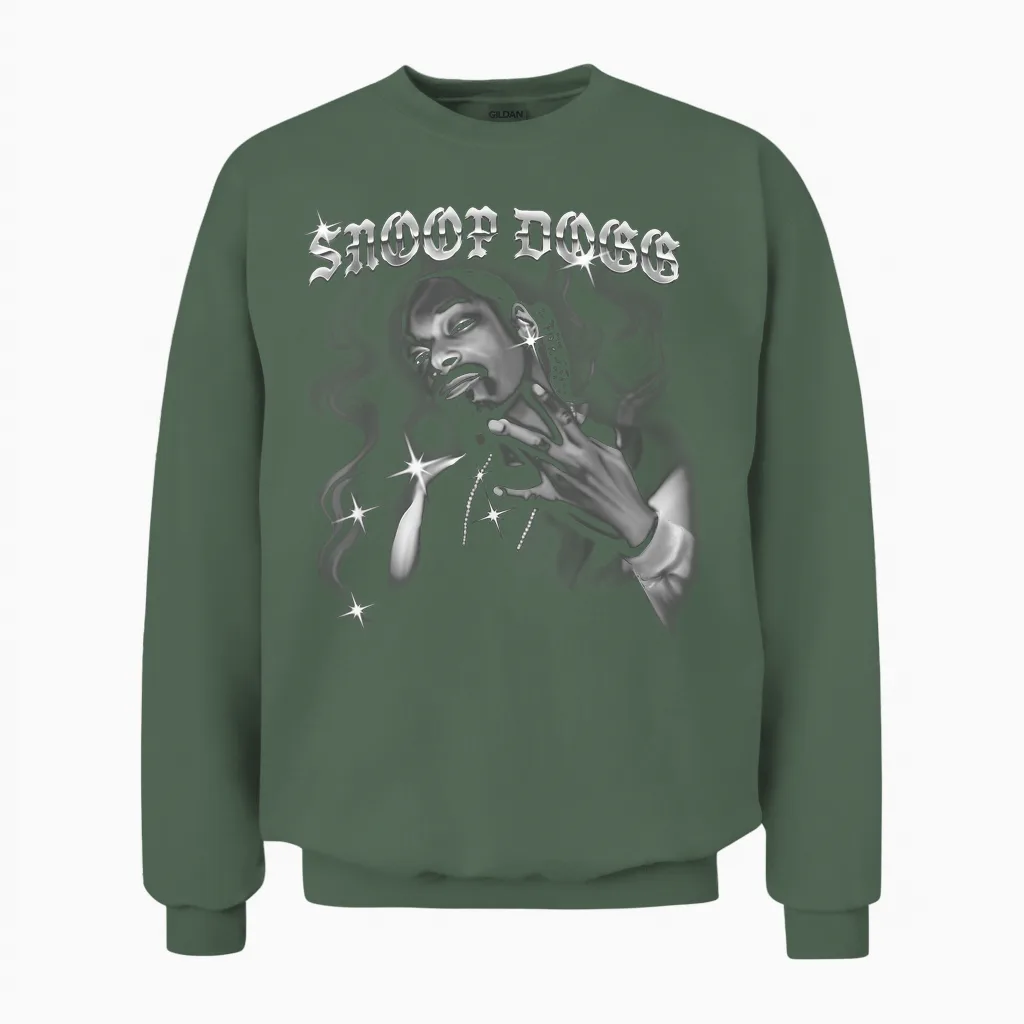 Official Photo Snoop Dogg Airbrush Unisex Sweatshirt in Military Green