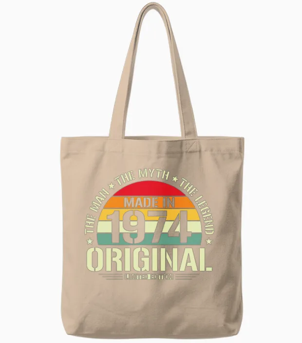 Legend '74 Birthday Gift Tote Bags in Natural