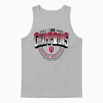 Indiana Hoosiers Big Ten Champs 2025 Football Locker Room Unisex Tank Top - Ash