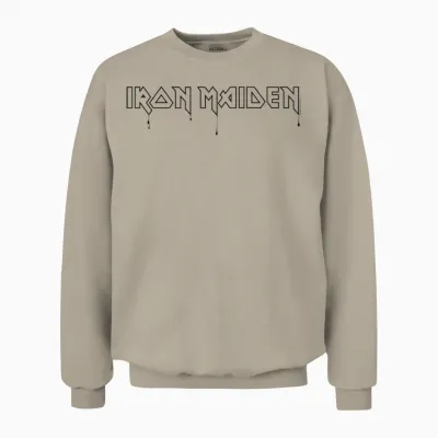 Iron Maiden - Weißes Logo T-Shirt, Unisex, Kurzarm, S, Klassisch, Crew-Ausschnitt, Doppelt Genähter Saum, Importiert Unisex Sweatshirt - Sand