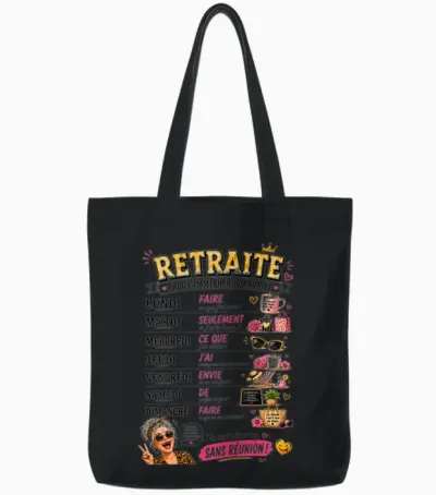 Retired Gift Woman Funny Retirement Weekly Program Tote Bags - Black