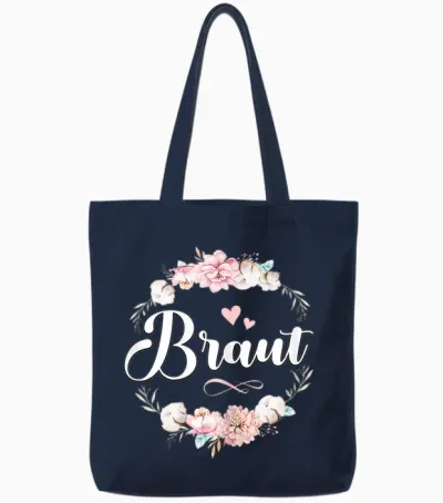 Women's Bridal T-Shirt Jga Women Bride Shirt Party Poltern Bridal T-Shirt, Black Tote Bags - Navy