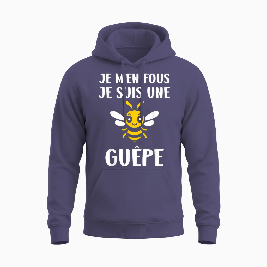 Insecte Petite Guêpe Humour Je M'en Fous Je Suis Une Guêpe Unisex Hoodie in Heather Sport Dark Navy