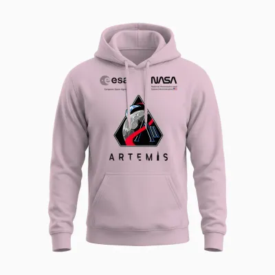 Nasa Artemis Ii Mission Patch Worm Und Esa Logo Unisex Hoodie - Light Pink