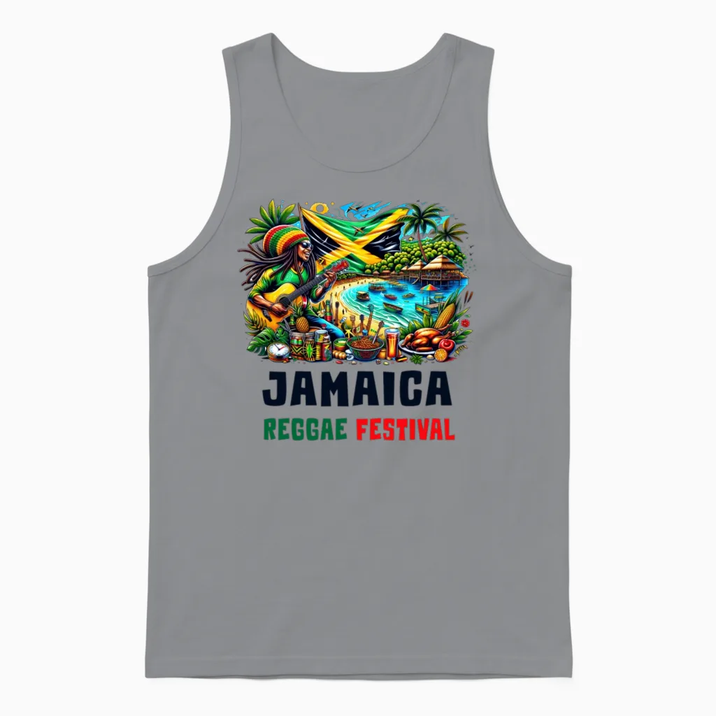 Jamaica Reggae Festival Unisex Tank Top in Sport Grey