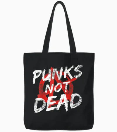 Punk Rock Pogo Anarchy Outfit for Punks + Punk Rocker Punk T-Shirt, Black Tote Bags - Black