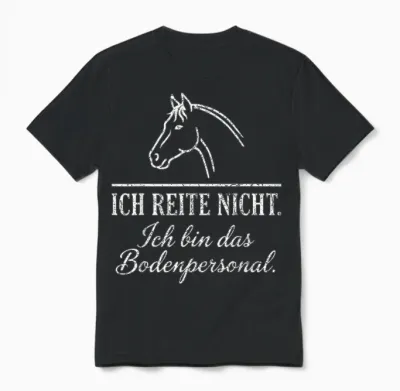 Pferd Reiten Bodenpersonal Witziges Reiterhof Stall Bildwerk Unisex T-Shirt - Black