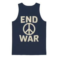 End War Peace Sign Graphic Unisex Tank Top - Navy – 1
