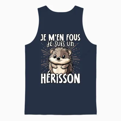 Je M'en Fous Je Suis Un Herisson - Cute Hedgehog T-Shirt, Black, S Unisex Tank Top - Navy