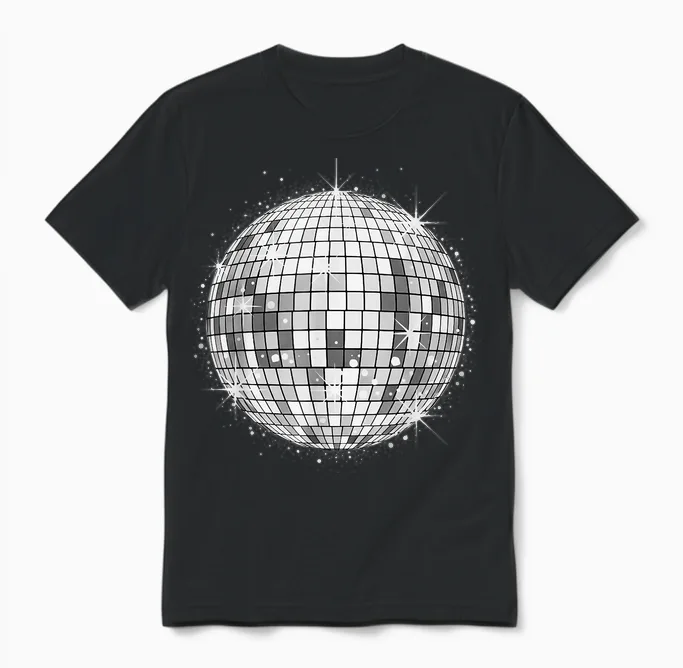 Disco Ball Party Unisex T-Shirt in Black