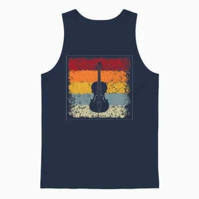 Violin Retro Unisex Tank Top - Navy