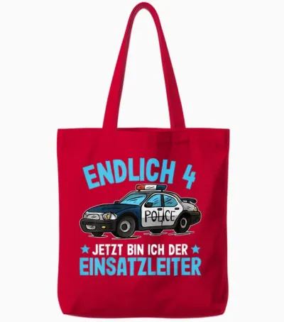 Polizei Shirt 4 Jahre Jungen | Polizei 4. Geburtstag Tote Bags - Red
