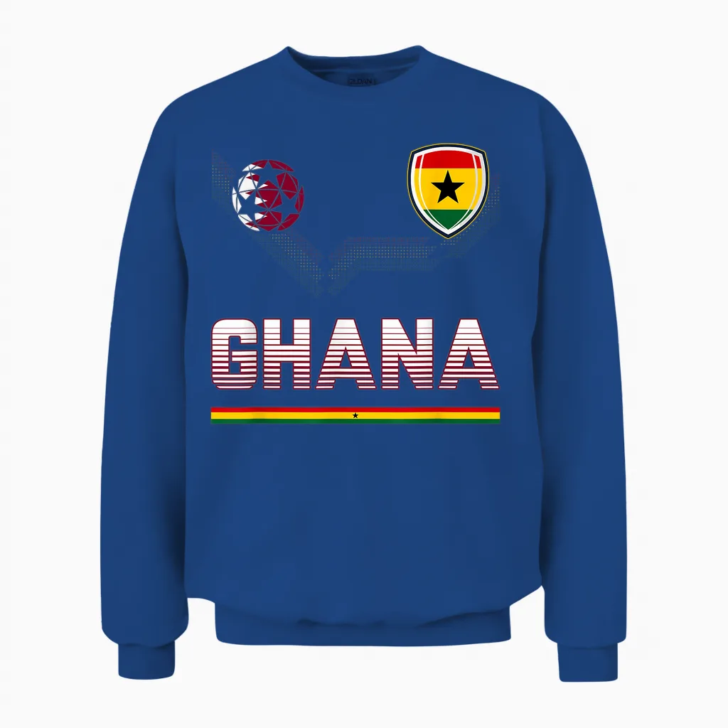 Ghana Fußball-Fan-Trikot Ghanaian Flagge Fußballliebhaber Unisex Sweatshirt in Royal