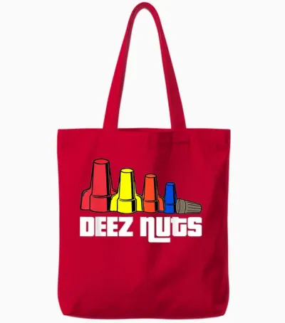 Deez Nuts Electrician Funny Shirt for Men & Women Gift Tote Bags - Red
