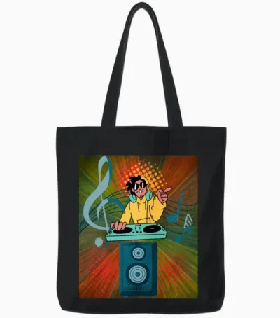 Groove with the Cool Retro Dj Tote Bags - Black