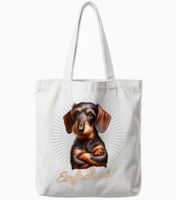 T-Shirt with German Text "einfach Nö! Nein!" Dachshund Teckel T-Shirt, Black Tote Bags in White