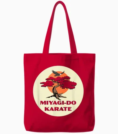 Cobra Kai Miyagi-Do Karate Eagle Fang Bonsai Tree Dojo Logo Tote Bags - Red