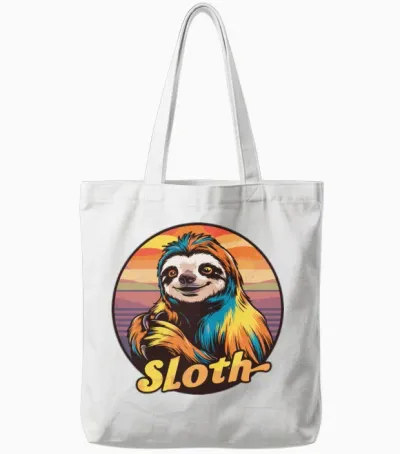 Funny Sloth Retro Vintage Tote Bags - White